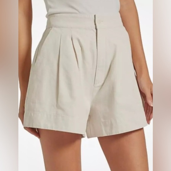 JOIE Pleated High Rise Short In Color Rainy Day Cotton / Linen Blend XL NEW - Picture 2 of 11